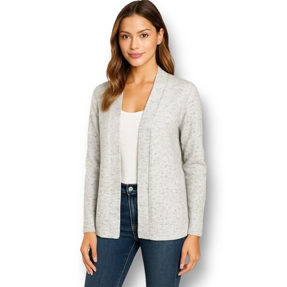Old Navy Gray Confetti Knit Cardigan Open Front Size Medium Cozycore Minimalist - Picture 1 of 12